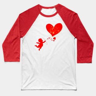 Red cupid shoots red heart with gold Baseball T-Shirt